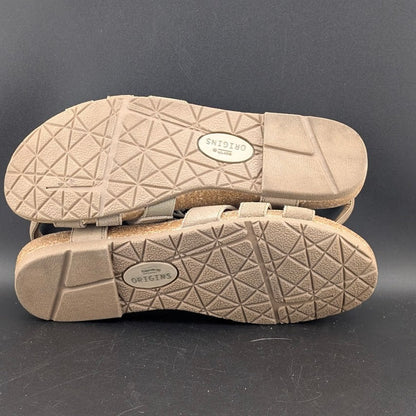 Earth Origins Laney Sandals Womens 7.5 Brown Sedona Sepia Strappy Slingback Flat Earth
