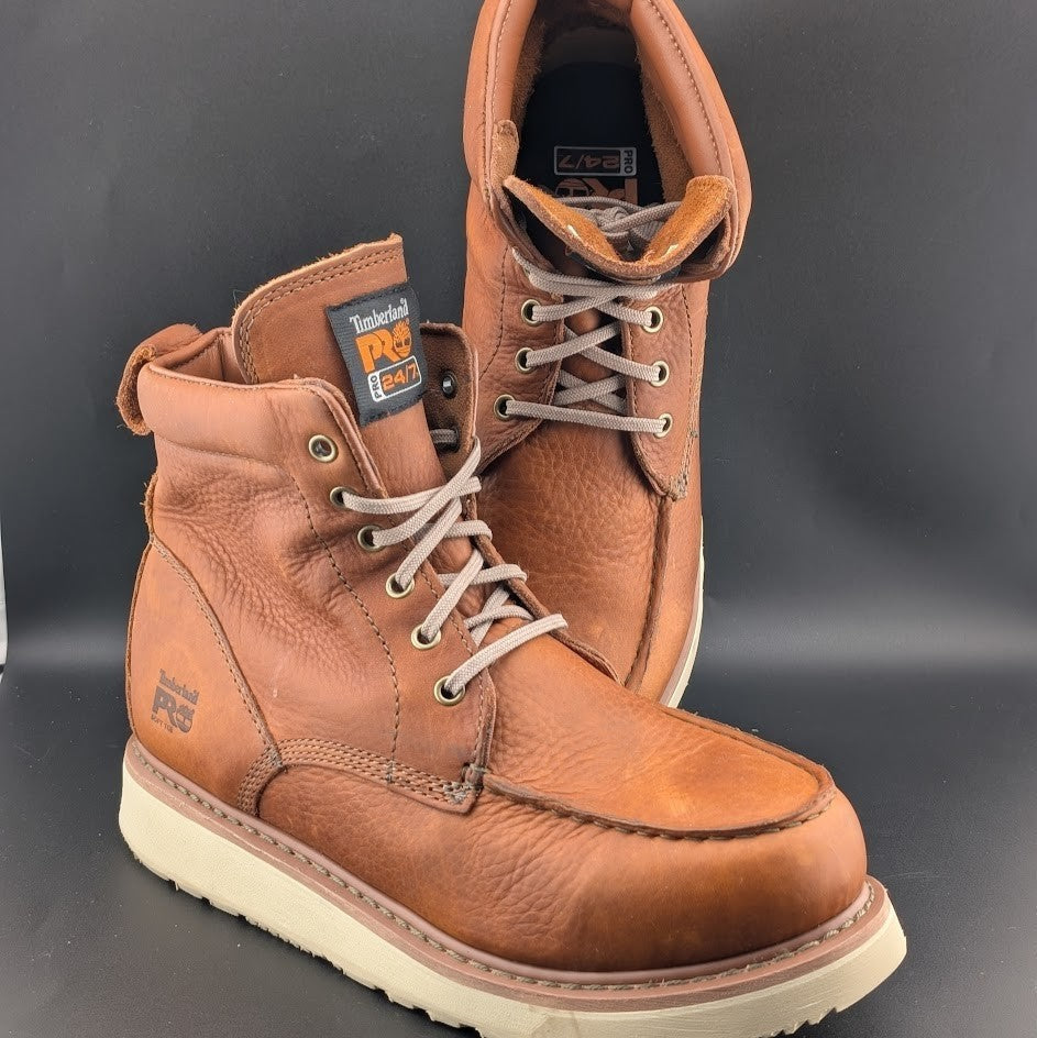 MEN TIMBERLAND PRO Size 10.5 Wedge 6" Soft Toe Brown EH SL Work Boots Timberland PRO
