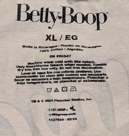 Betty Boop Surfer Size XL 100% Cotton SS T-Shirt Beige w/ Graphic NWOT Unbranded