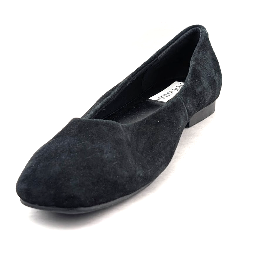 Steve Madden Womens Sz 8 Deliah Black Suede Leather Ballet Flats~Minimalist Chic Steve Madden