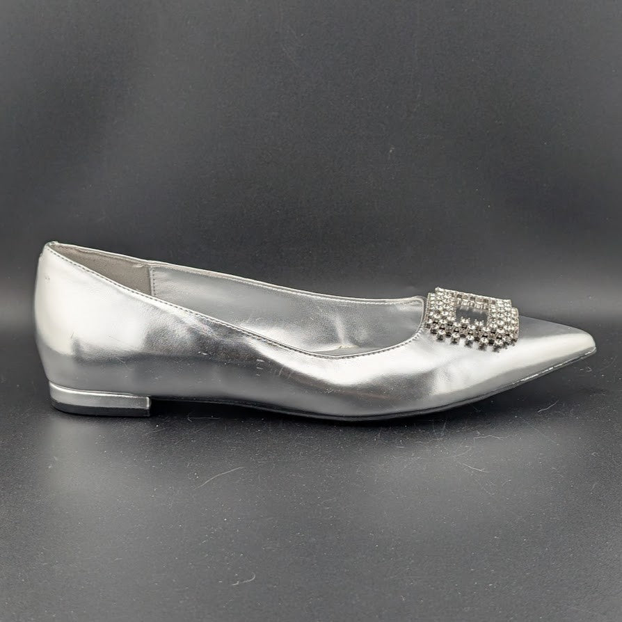 Nine West Size 8.5 Jesikes Rhinestone Medallion Slip-On Pointy Toe Dress Flats Nine West