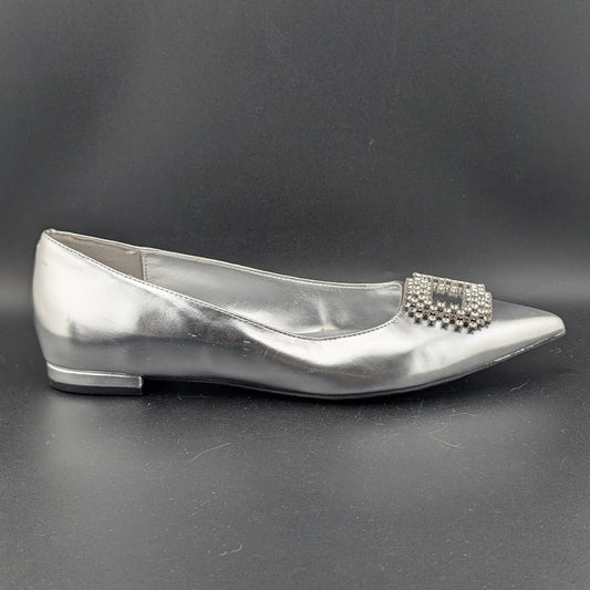 Nine West Size 8.5 Jesikes Rhinestone Medallion Slip-On Pointy Toe Dress Flats Nine West
