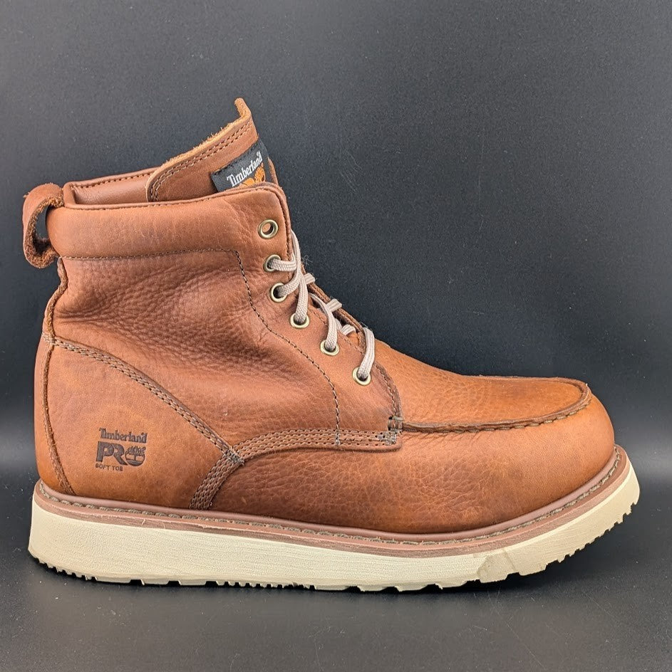 MEN TIMBERLAND PRO Size 10.5 Wedge 6" Soft Toe Brown EH SL Work Boots Timberland PRO