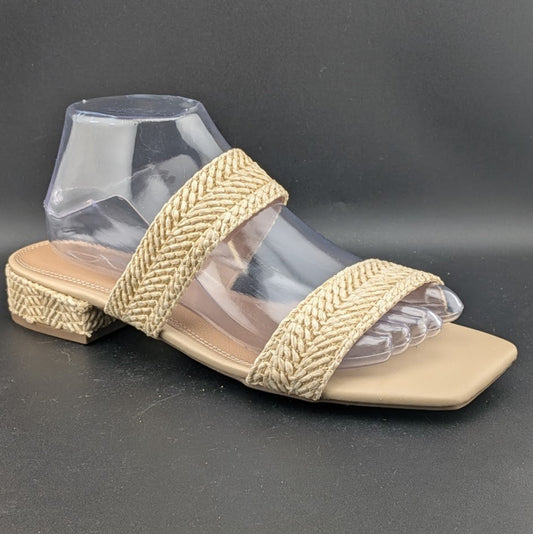 J Joie Sandal Women's 8.5 Nat Woven Raffia Cherish Woven Slip On Low Heel Shoe JOIE