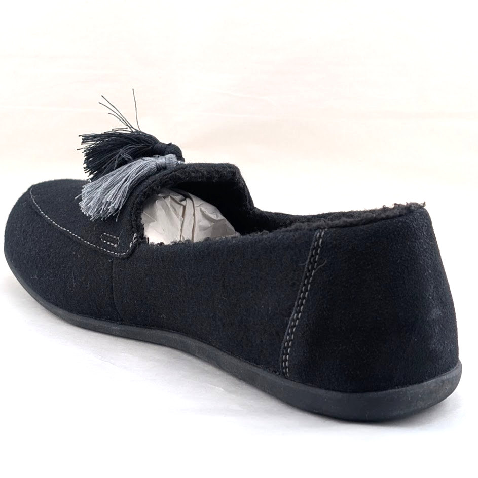 Spenco Hearthside Black Womens Sz 12B Orthotic Wool Indoor/Outdoor Dress Slipper Spenco