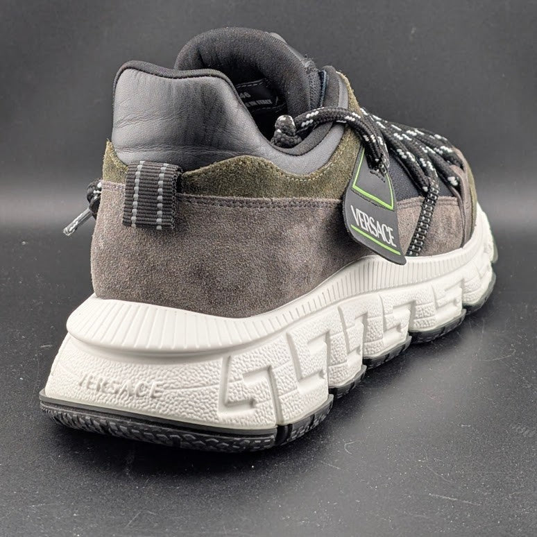 Versace Men's Greca Sneakers Gray/Green 13 US (46 EU) IT 1021490 Reg Retail $990 Versace