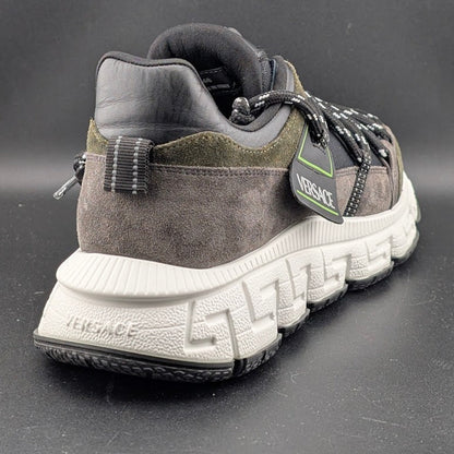 Versace Men's Greca Sneakers Gray/Green 13 US (46 EU) IT 1021490 Reg Retail $990 Versace