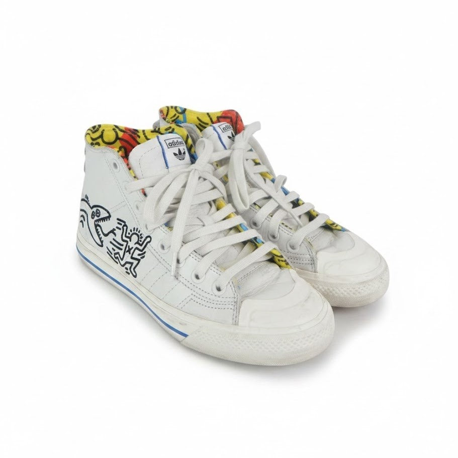 Adidas Nizza/Keith Haring "Pop Art" Leather Hitop ~Mens Sz 7/Wos Sz 8 | EE9297 adidas