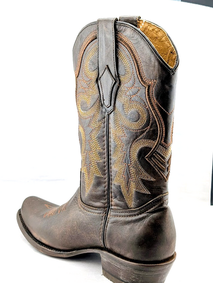 Mens Rodeo Cowboy Boots Genuine Leather Hibrido Suela Tacoma Cuero Bota Vaquera REYWELT
