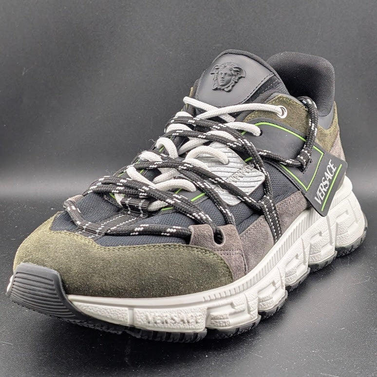 Versace Men's Greca Sneakers Gray/Green 13 US (46 EU) IT 1021490 Reg Retail $990 Versace