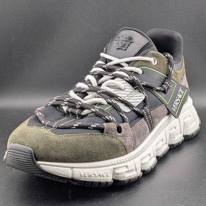 Versace Men's Greca Sneakers Gray/Green 13 US (46 EU) IT 1021490 Reg Retail $990 Versace