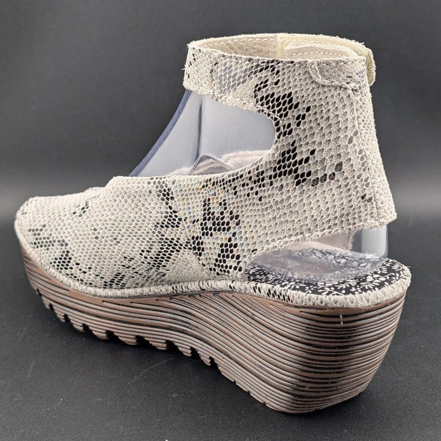 Bernie Mev "Mely" Leather Snakeskin Slingback Wedge Platform Sandals Sizes 6.5-8 Bernie Mev