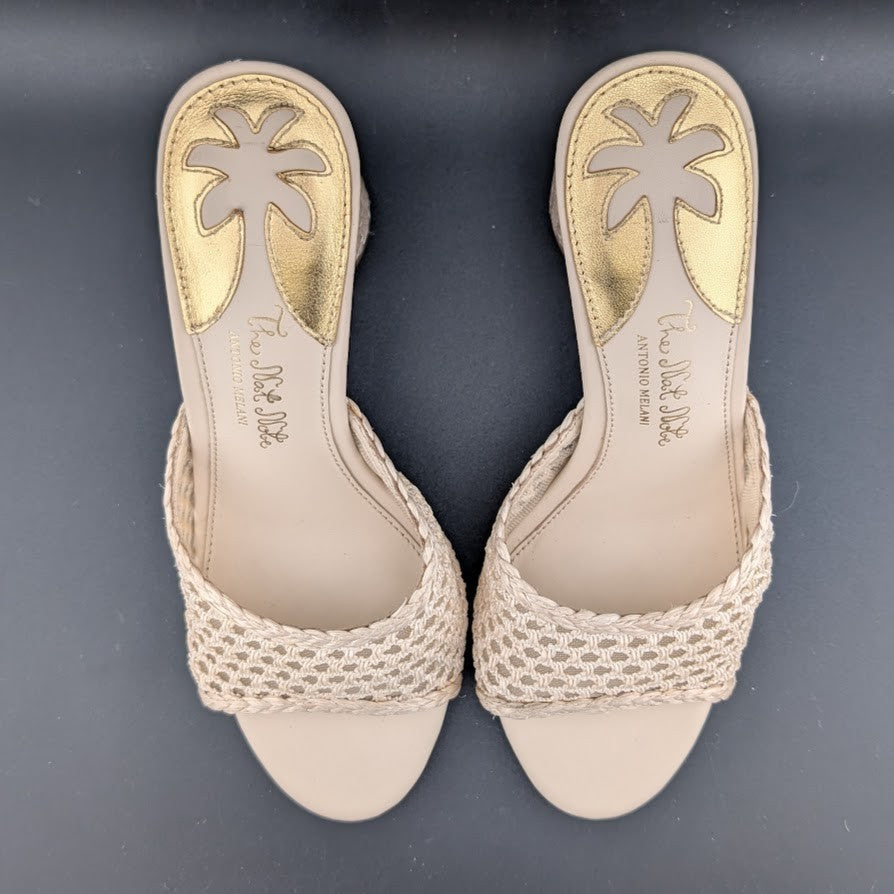 The Nat Note X Antonio Melani Sz 6.5M High Heel Natural Woven Slide Sandals The Nat Note X Antonio Melani