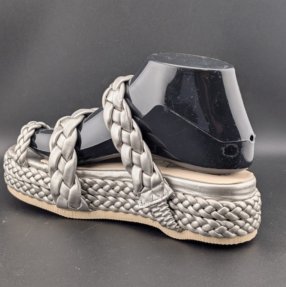 Beach By Matisse Size 7 Braided Silver Rope Voyage Platform Sandals Beach By Matisse