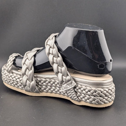 Beach By Matisse Size 7 Braided Silver Rope Voyage Platform Sandals Beach By Matisse