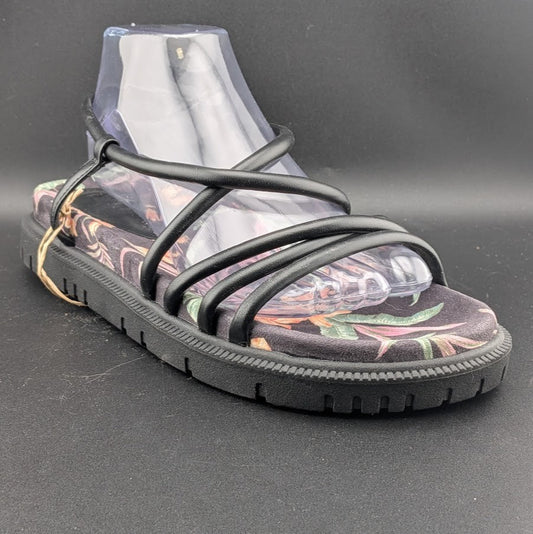 Roxy Women's Size 9 Brooke Strappy Sandals in Black / Island Floral Roxy