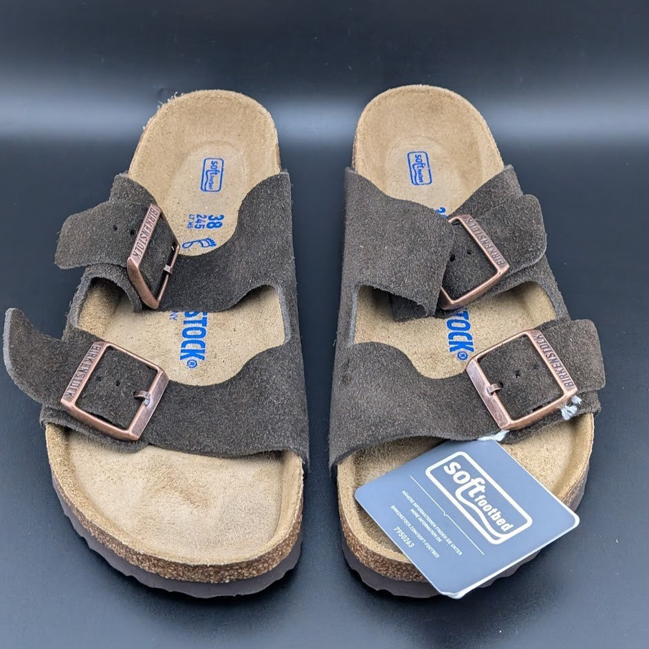 NIB Birkenstock Women's 7 / Kids 5  (EU 38)  Arizona BS Mocca Brown Soft Sole Birkenstock