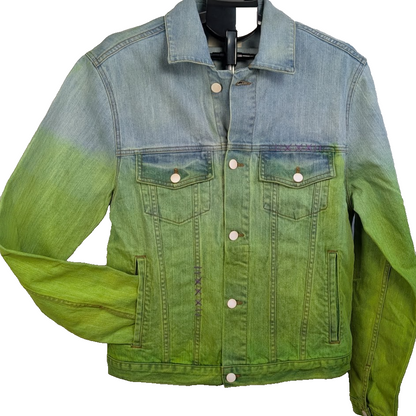 Reigning Fury Dip Dye Green Denim Jean Jacket Medium Reigning Fury