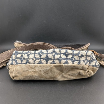 OHLAY By American Darling Cowhide and Cotton Crossbody Bag w/ Leather Trim 12x10 American Darling