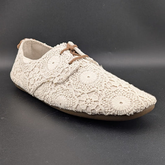 Sanuk Bianca Crochet Lace-Up  Womens White Flat Casuals 1015892-WOTM~MSRP $74.95 Sanuk