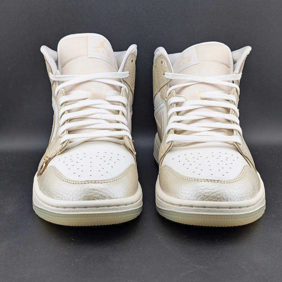 Nike Women's Size 10.5 Air Jordan 1 Mid SE Hoops Gold Pack W Shoes- HV5159-100 Jordan