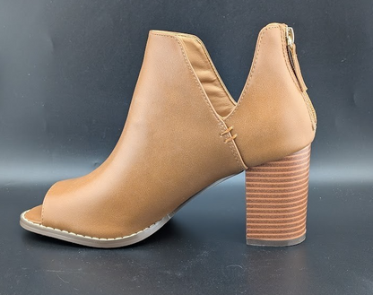 Coutgo Ankle Boots With Peep Toe V-Cutout | Color: Whiskey | Womens Size: 7.5 M Coutgo