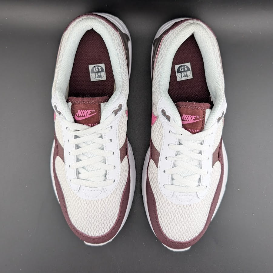 Nike Air Max System (GS) Kids 5Y / Women's 7 ~ White / Playful Pink Nike