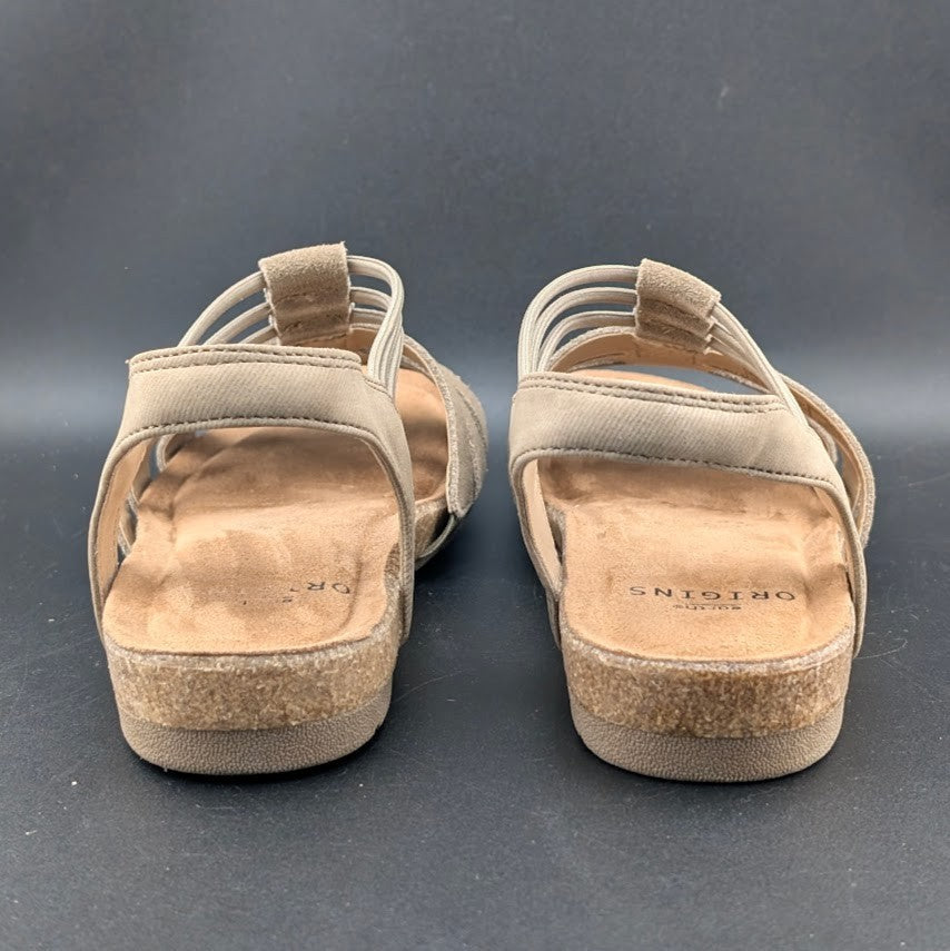 Earth Origins Laney Sandals Womens 7.5 Brown Sedona Sepia Strappy Slingback Flat Earth