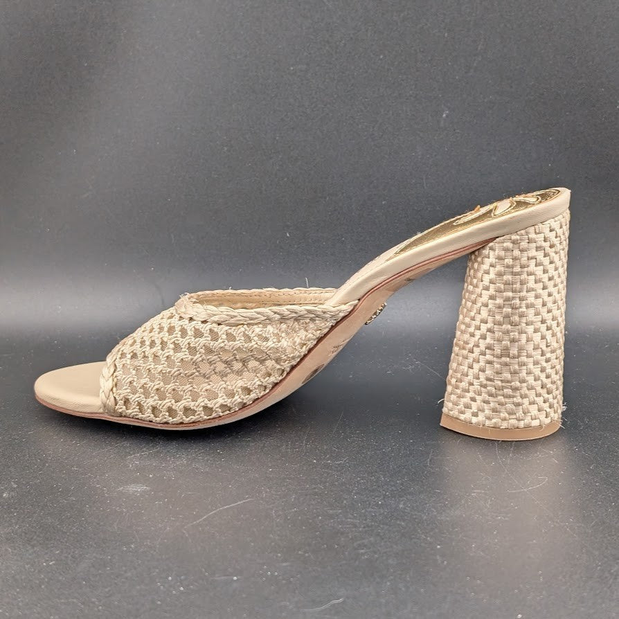 The Nat Note X Antonio Melani Sz 6.5M High Heel Natural Woven Slide Sandals The Nat Note X Antonio Melani