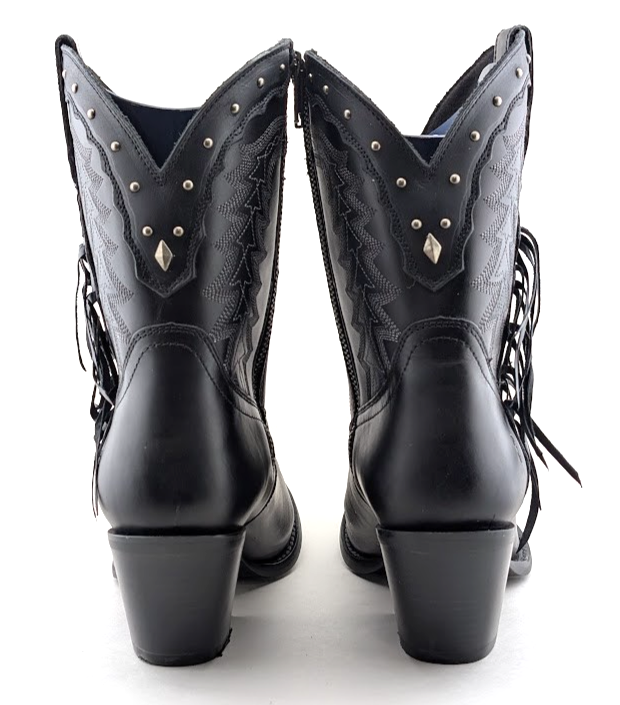 Durango Crush Womens Sz 9.5 Black Leather Tassles Cowboy Western Boots DRD0432 Durango