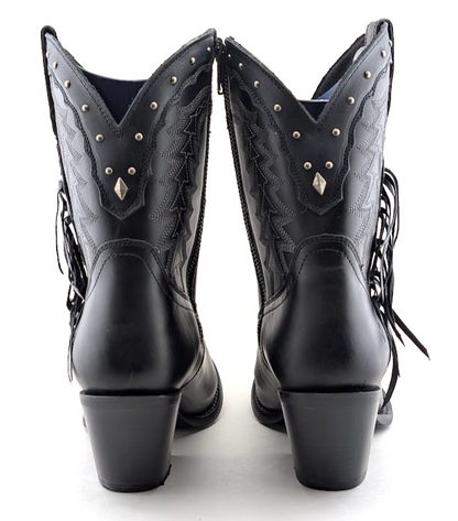 Durango Crush Womens Sz 9.5 Black Leather Tassles Cowboy Western Boots DRD0432 Durango