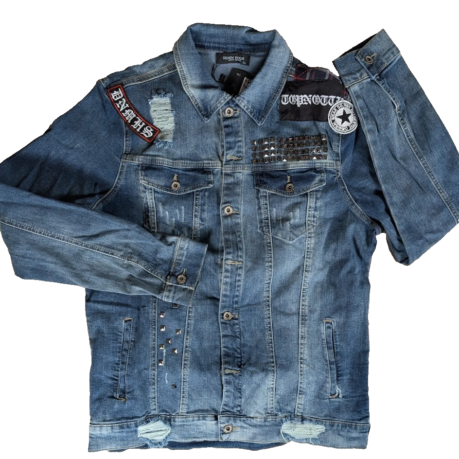 Denim House Woman's Size XL Distressed Jean Jacket Faded NWT Denim House