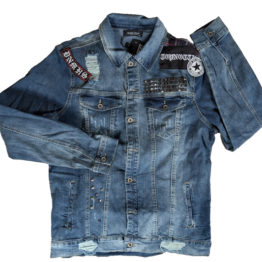 Denim House Woman's Size XL Distressed Jean Jacket Faded NWT Denim House