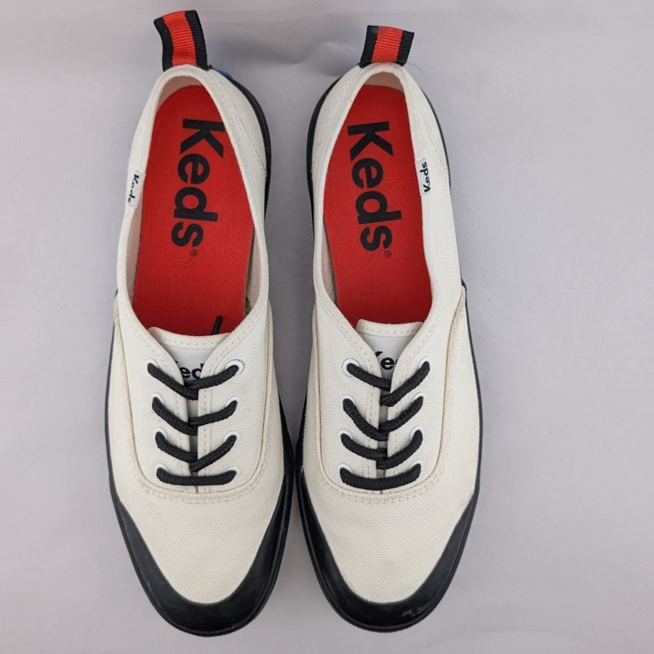 Keds Womens Size 9 White Champion Toe Cap Splash Canvas Lace-Up Sneakers Keds