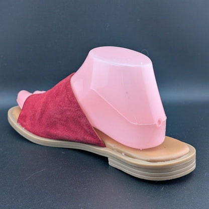 Simona Rossi Red Genuine Leather Women's Slide Sandals Slip On Size 7.5 simona rossi