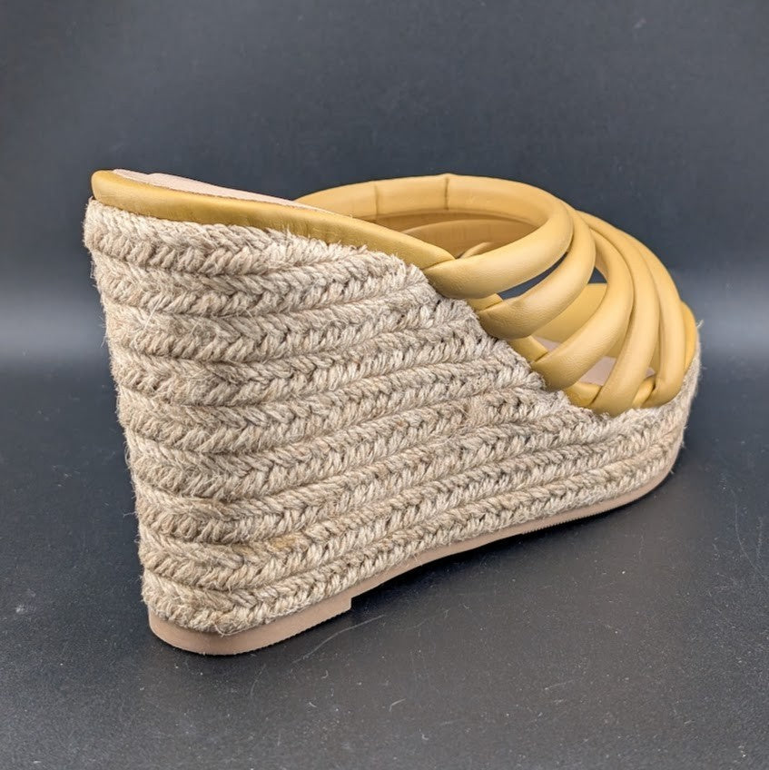 Chinese Laundry Sz 6.5 Eleana Platform Wedge Espadrille Sandals Gold Step In Chinese Laundry