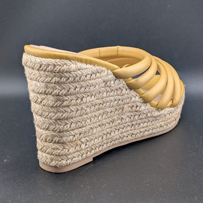 Chinese Laundry Sz 6.5 Eleana Platform Wedge Espadrille Sandals Gold Step In Chinese Laundry