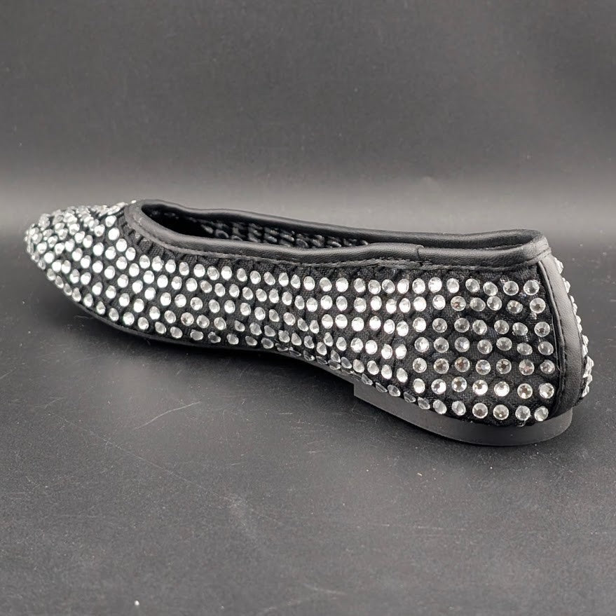 XOXO Size 8 ~ Women's Dobsi Mesh Flats ~ Black w/ Rhinestones NWOB XOXO