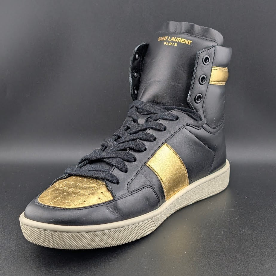 NM Saint Laurent SL/10H Black Gold High Top Sneakers EU 41 Saint Laurent
