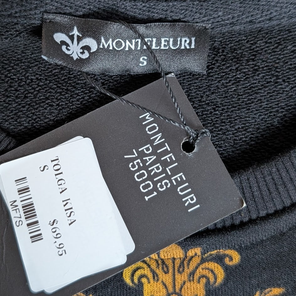 Men's Sz Small Luxury Rhinestone Tiger Fashion Knitted Black Sweater Montefleuri Montefleuri Paris