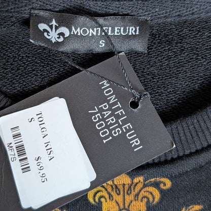 Men's Sz Small Luxury Rhinestone Tiger Fashion Knitted Black Sweater Montefleuri Montefleuri Paris