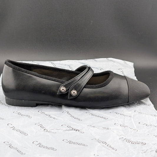 C.Paravano Women's Size 7 (EU 37.5) Mary Jane Ballet Flat Shoes Square Toe Soft C. Paravano