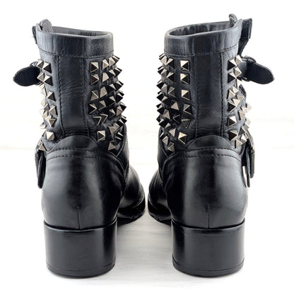 VALENTINO Garavani Calf Skin Rockstud Short Boots~Black Size EU 38.5 - US 8.5 Valentino