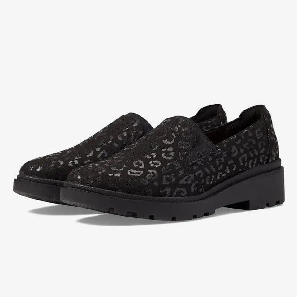 Clarks Women's Size 10 Calla Rae Black Leopard Print Loafer Flats Clarks