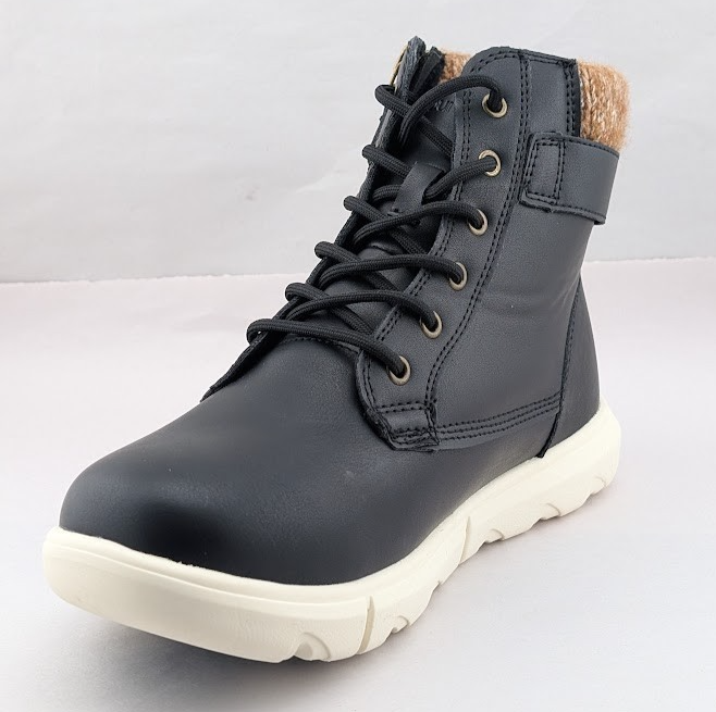 Womens 6.5 Warm Sneaker Boots Sweater Collar Side Zipper PU Leather unbranded