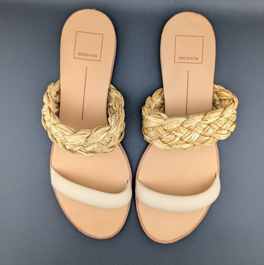 NEW DOLCE VITA Women's Size 9 Natural Raffia Slide/Sandals Dolce Vita