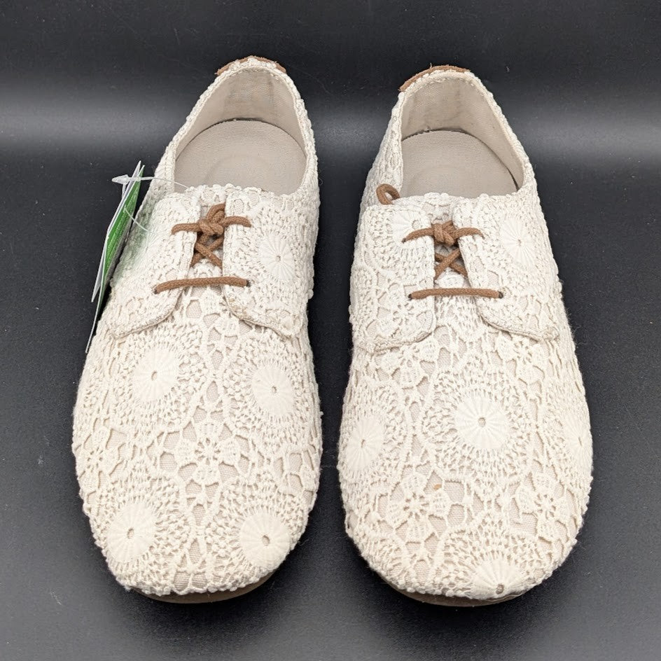 Sanuk Bianca Crochet Lace-Up  Womens White Flat Casuals 1015892-WOTM~MSRP $74.95 Sanuk