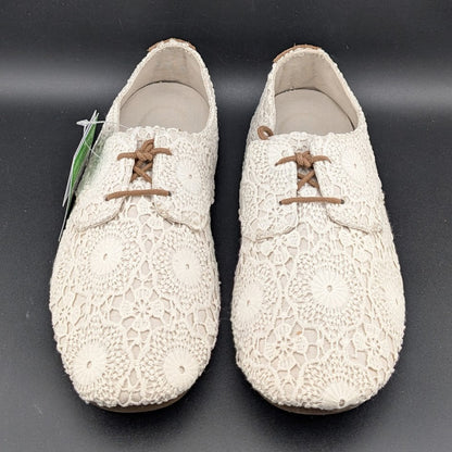Sanuk Bianca Crochet Lace-Up  Womens White Flat Casuals 1015892-WOTM~MSRP $74.95 Sanuk