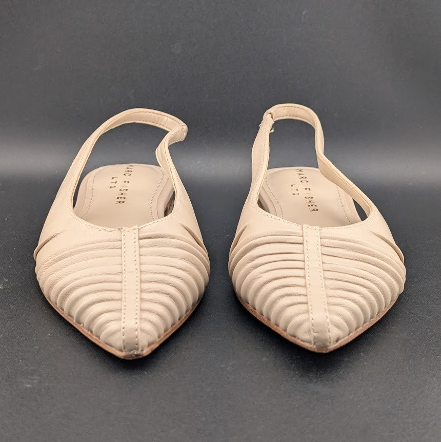 Marc Fisher LTD Women's Size 6.5 Dalatee Ruched Slingback Flats Nude Marc Fisher