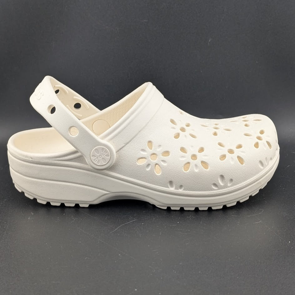 Crocs Big Kids 3Y / Women's 5 Chalk Classic Floral Cut Clogs NWT Crocs